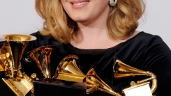 Adele at the 54th Annual Grammy Awards.
