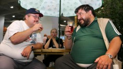 Real Ale drinkers sample beers at the Beer Festival on August 8, 2007 in London, England. 