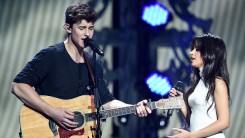 Shawn Mendez and Camila Cabello performing at the 106.1 KISS FM's Jingle Ball 2015.