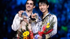 Javier Fernandez and Yuzuru Hanyu at 2014 World Figure Skating Championships