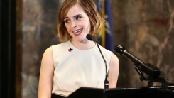 ctress Emma Watson speaks during The Empire State Building lighting In HeForShe Magenta For International Women's Day at The Empire State Building on March 8, 2016 in New York City.