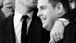 WESTWOOD, CA - JUNE 10: (EDITORS NOTE: IMAGE CONVERTED TO B/W) Actor Channing Tatum and Jonah Hill arrivs at the Premiere Of Columbia Pictures' '22 Jump Street' at Regency Village Theatre on June 10, 2014 in Westwood, California.