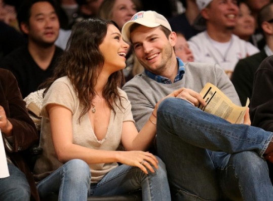 Mila and Ashton while watching LA Lakes and OKC Game at Staples Center