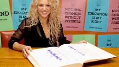  Shakira delivers the #UpForSchool petition, with 10 million signatures of people who over the last year have stood up for the 59 million children around the world currently denied an education on September 24, 2015 in New York City.