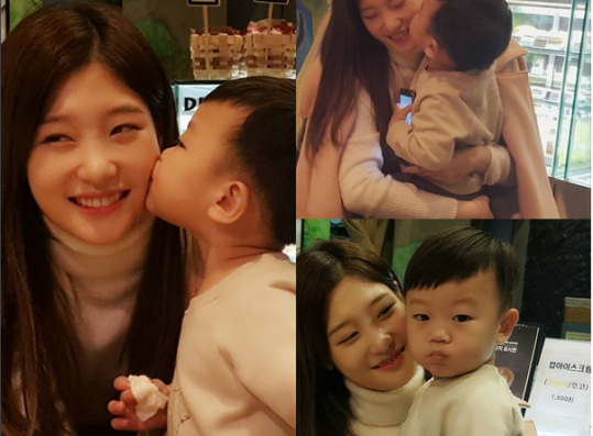 Baby Daebak kisses Jung Chae Yeon of IOI