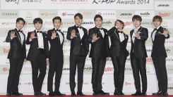  Sungmin with the rest of Super Junior's members arrive for the 4th Gaon Chart K-POP Awards at the Olympic Park on January 28, 2015 in Seoul, South Korea.