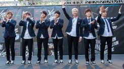 Jungkook and the rest of BTS members attend KCON 2014 - Day 2 at the Los Angeles Memorial Sports Arena on August 10, 2014 in Los Angeles, California.