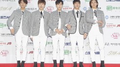 B1A4 arrive the 24th Seoul Music Awards at the Olympic Park on January 22, 2015 in Seoul, South Korea.