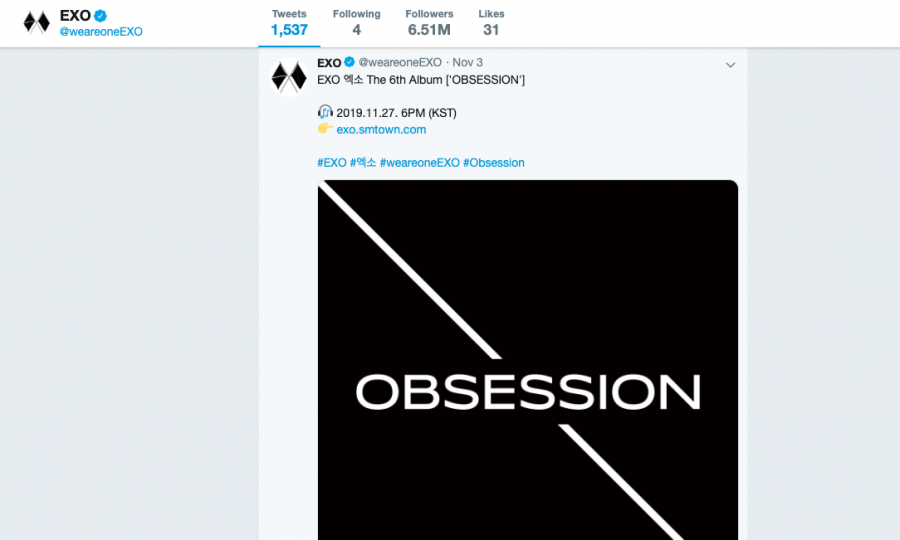EXO's Reveals Comeback Album "Obsession"