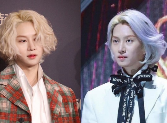 Which Hairsyle Does Heechul Rocks The Most With His Blonde Hair: Straight or Curly?