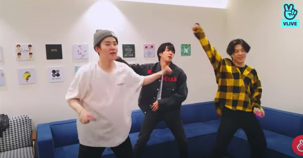Dance with BTS, Exciting Jin, SUGA, Jimin as "just dance"