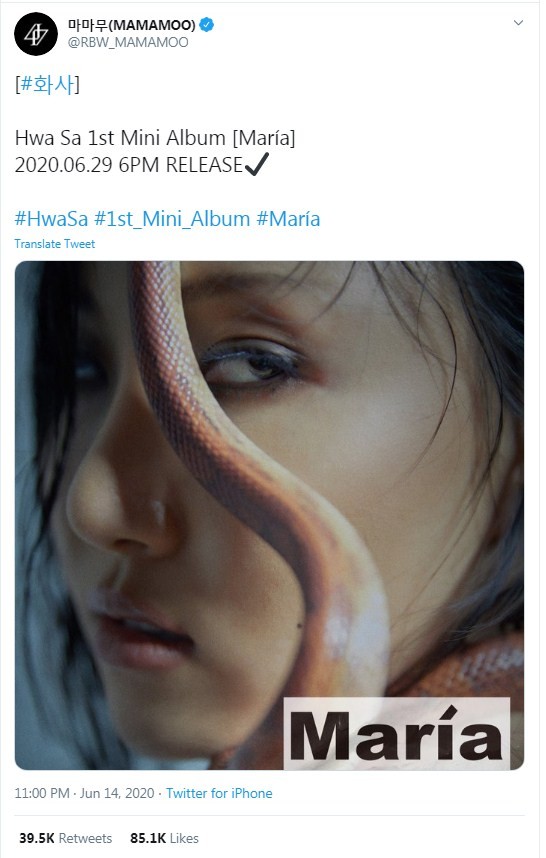 MAMAMOO Hwasa Teases Fans with Her First Mini-Solo Album This Month