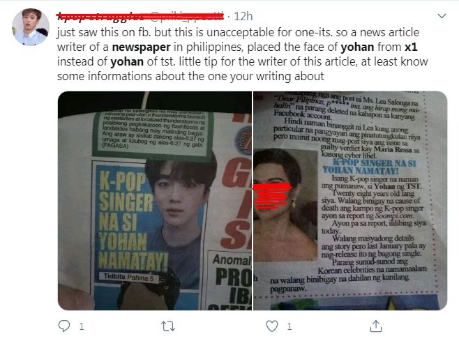 Local Tabloid Mistakenly Published X1 Yohan on Frontpage