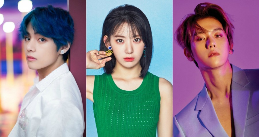 BTS V, IZ*ONE Sakura, and EXO Baekhyun