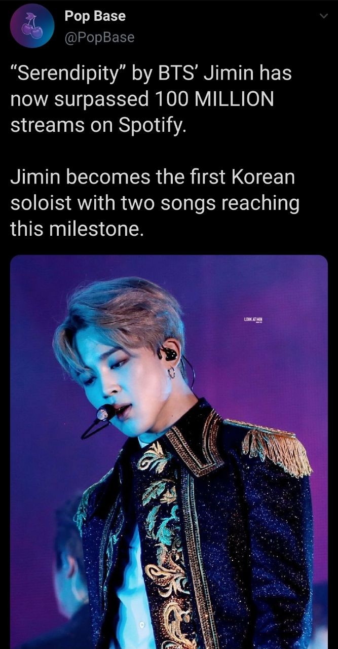 BTS Jimin Becomes The First Korean Artist To Surpass 100 Million Streams on Spotify
