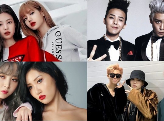 Jennie, Lisa, G-Dragon. T.O.P, Moonbyul, Hwasa, RM, Suga, J-Hope