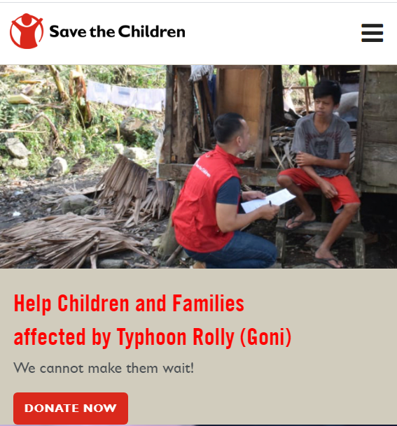 Screenshot of Save the Children's Official Website