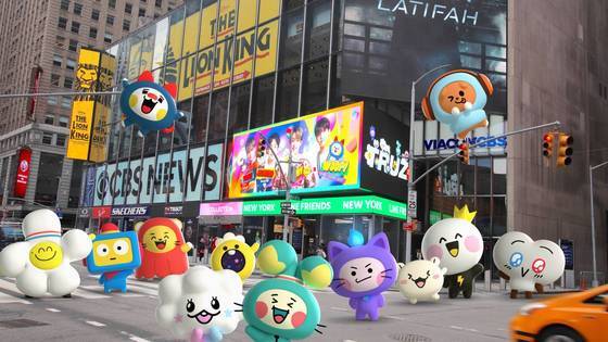 Treasure character TRUZ decorates Times Square in New York, USA