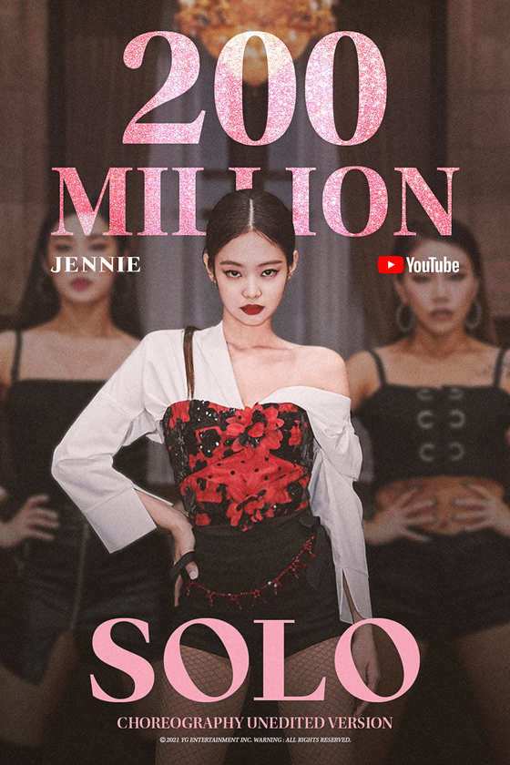 Jennie 'SOLO' CHOREOGRAPHY, exceeded 200 million views