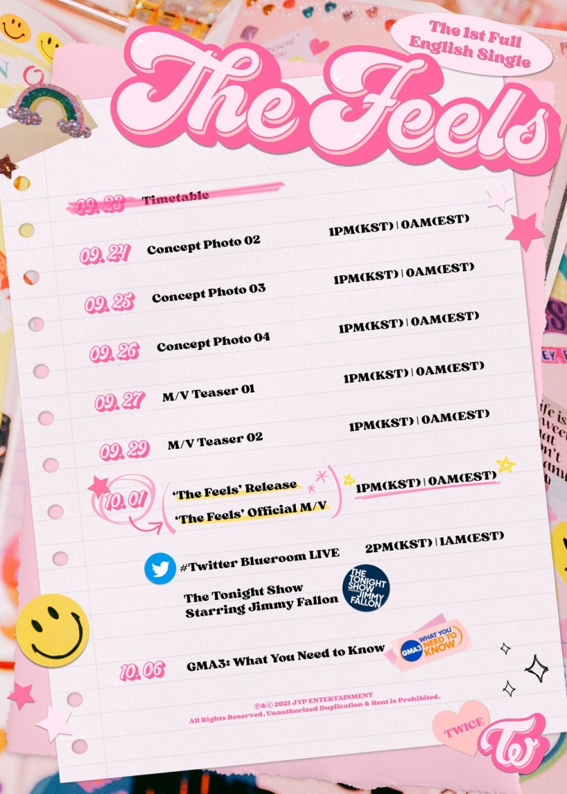 TWICE Reveals Comeback Timetable for Their First Full English Single 'The Feels'