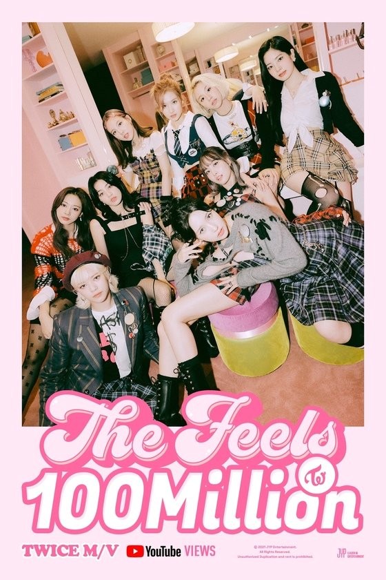 TWICE's first English song 'The Feels' MV surpasses 100 million views on YouTube... 19th overall