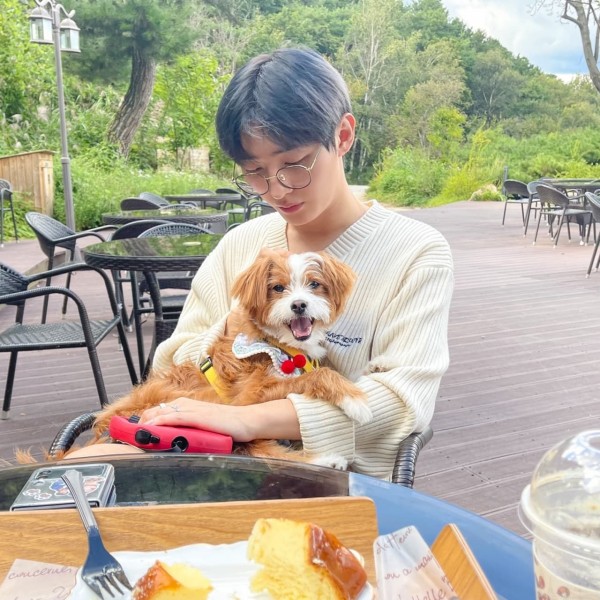 Yoon Jisung and His Dog Vero