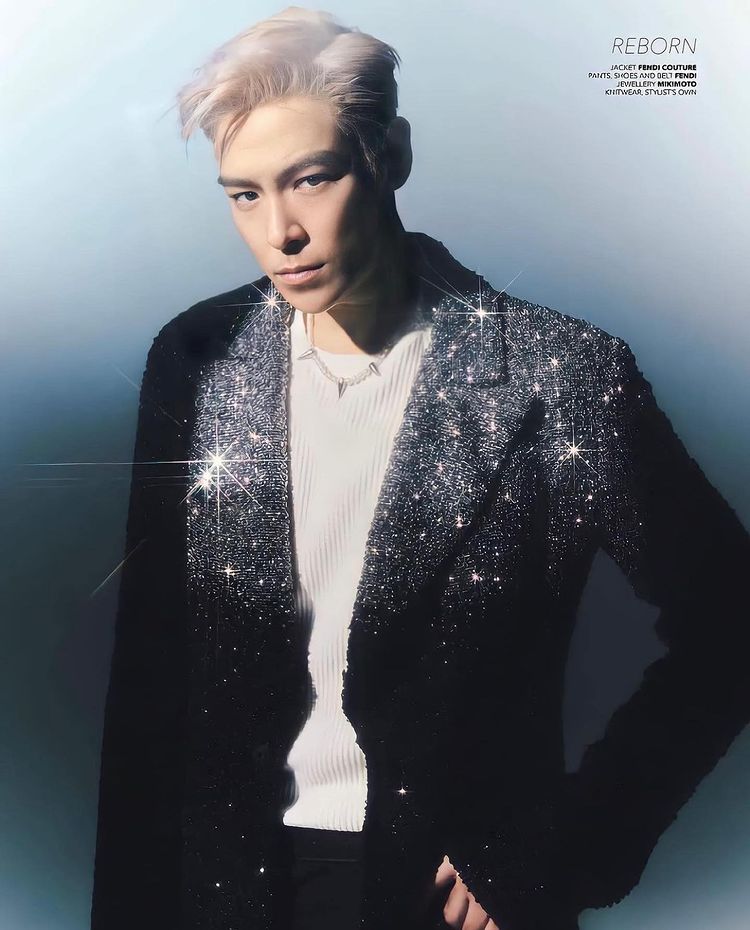 Big Bang T.O.P, unique silver hair transformation in Hong Kong magazine pictorial... intense eyes