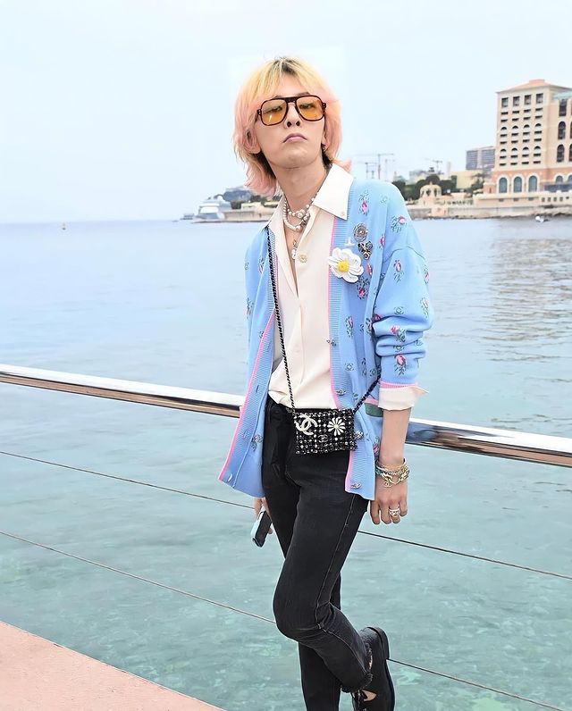 G-Dragon Wears a Pastel Blue Cardigan For A Famous Brand's Cruise Event