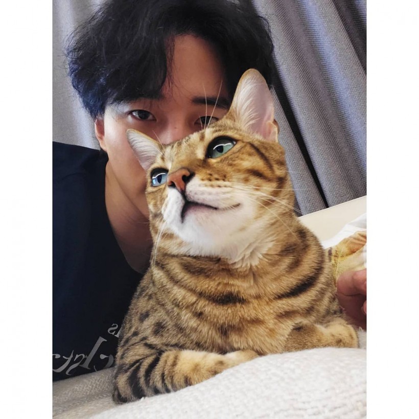 2PM Junho with cat Johnny