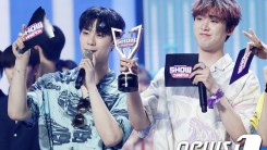 ASTRO Moon Bin, San-ha, automatic smile with joy at 1st place