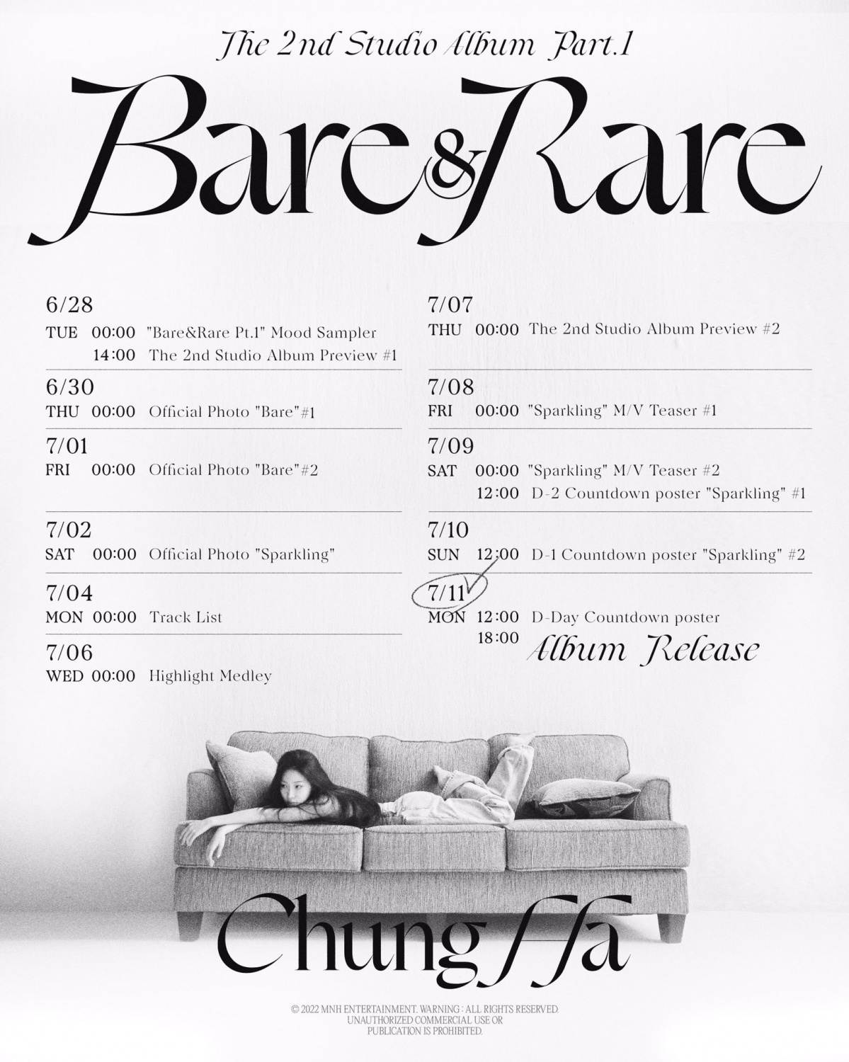 Chungha releases 2nd full album 'Bare&Rare' on July 11th... 'Summer Queen' comeback