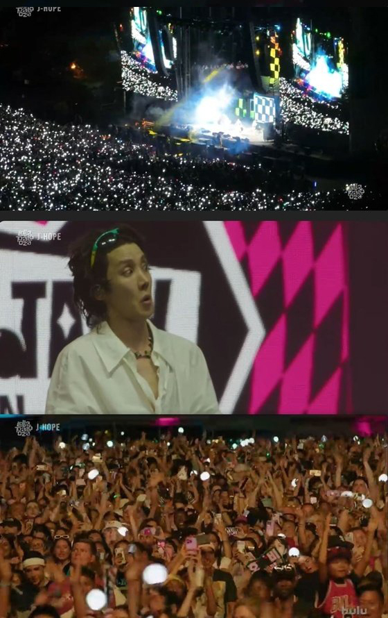 'Lollapalooza Chicago' J-Hope arranges and performs 'Dynamite'... 'swarm'