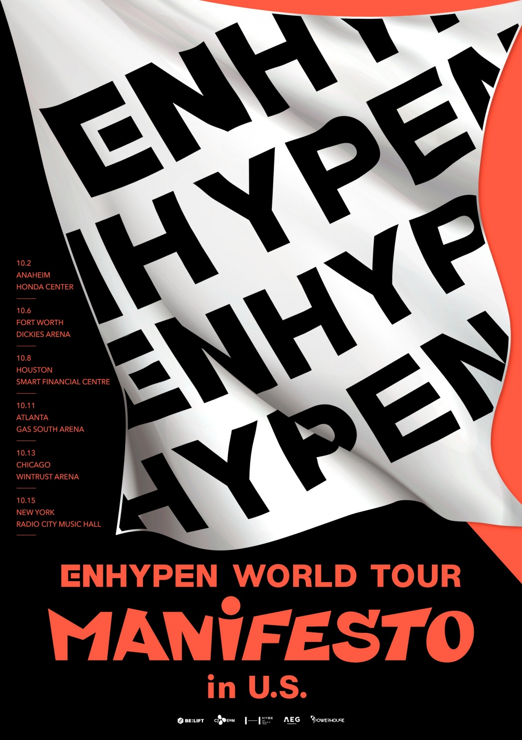 ENHYPEN opens its first world tour 'MANIFESTO' poster... determined eyes