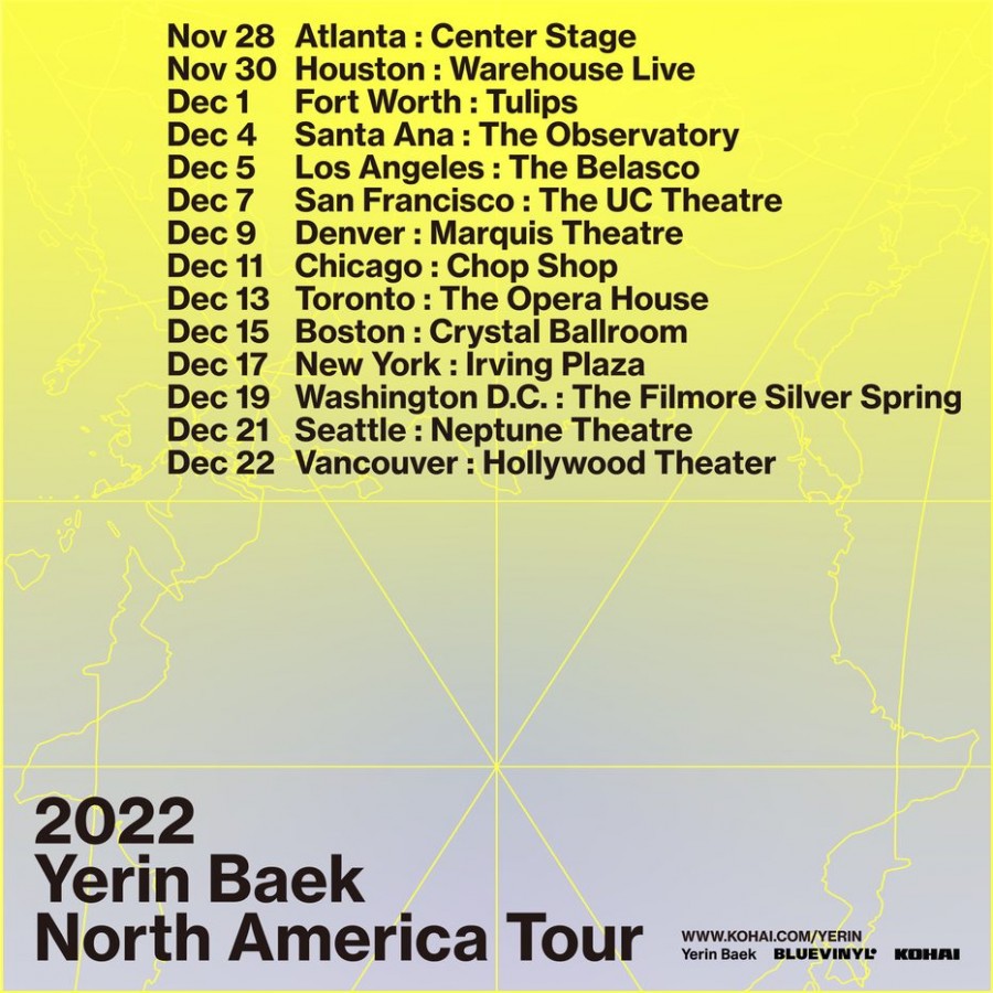 Yerin Baek Announces 2022 North America Tour this Fall!