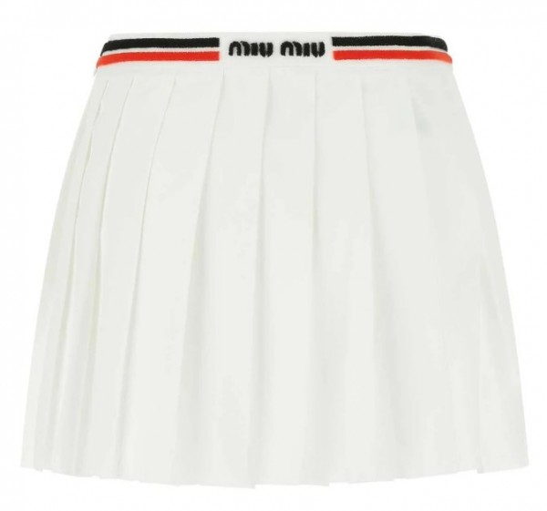 Miu Miu Logo Intarsia Pleated Mini Skirt