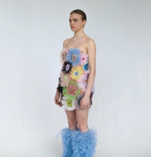 Lirika Matoshi’s Crochet & Tulle Mini Dress