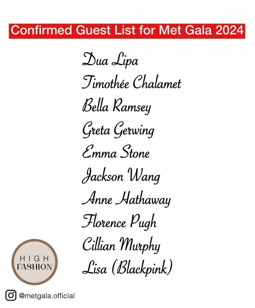 Guest List For Met Gala 2024