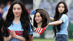 aespa Karina's Visuals & Professionalism Stand Out During First Pitch for Lotte Giants