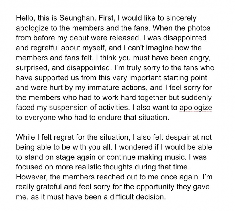 RIIZE Seunghan Writes to BRIIZEs Following News of Return, Addresses Past Controversy: 'I Will Work Hard...'